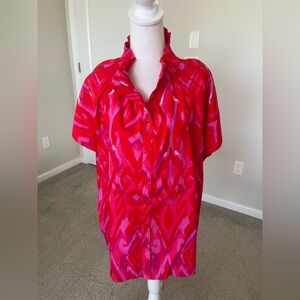 NWOT Sugarlips Red and Pink Ruched Neck Top Size 2X